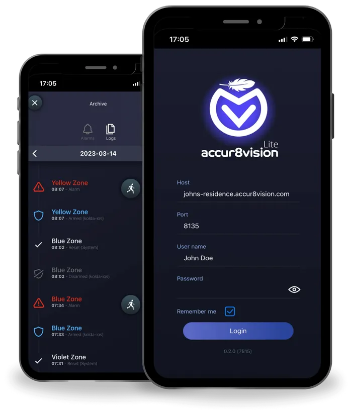 Mobilní aplikace Accur8vision pro bezpečnostní tracking
